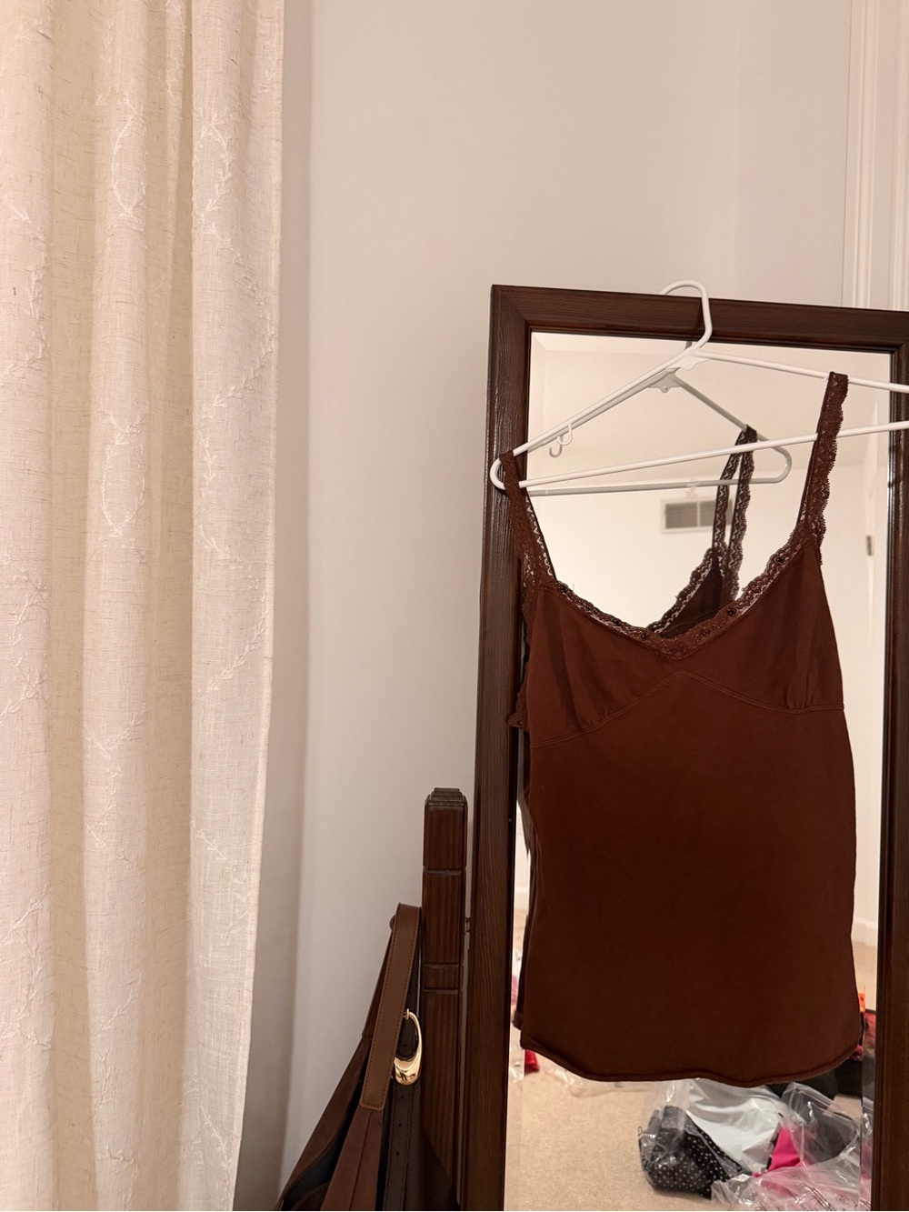 Brown Lace Trim Camisole